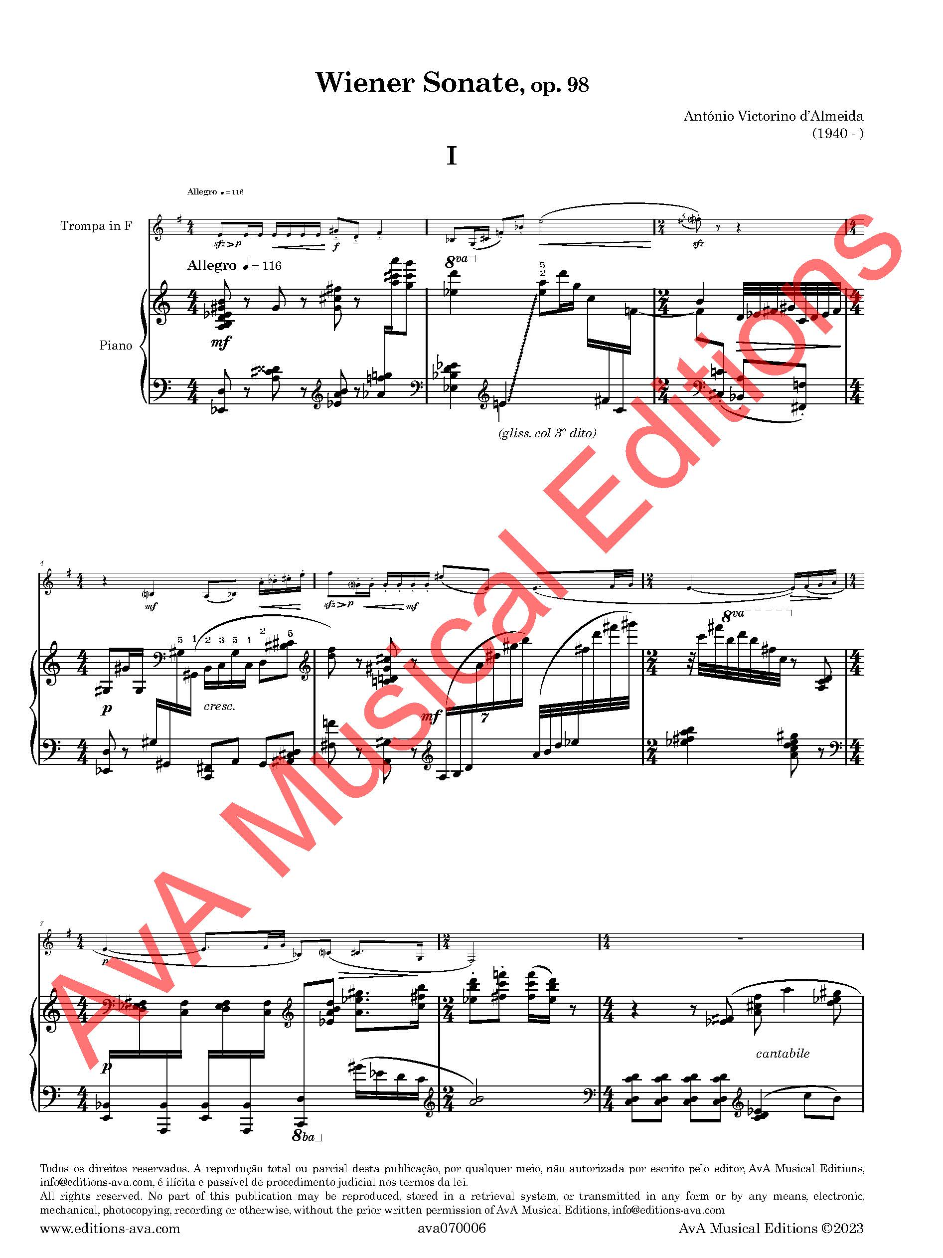 Wiener Sonate, Op. 98 para Trompa e Piano - Image 3