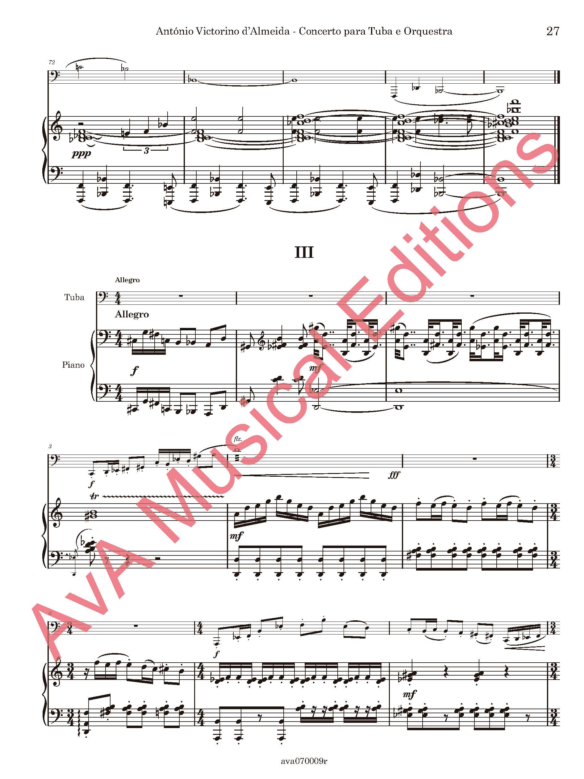 Concerto para Tuba e Orquestra, Op. 144 / Redução de Piano - Image 3