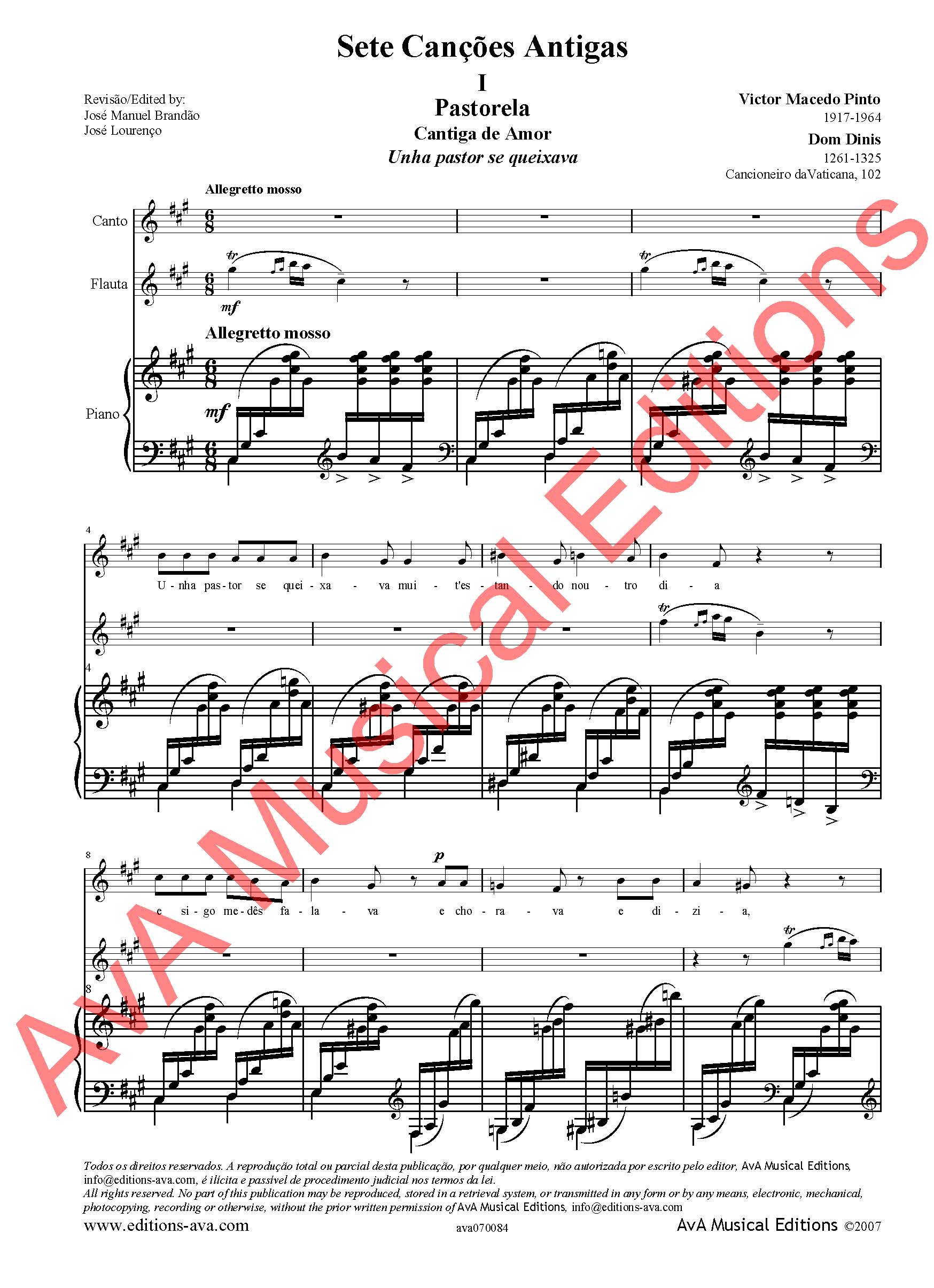 Sete Canções Antigas para Voz, Flauta e Piano / Seven Old Songs for Voice, Flute and Piano - Image 6