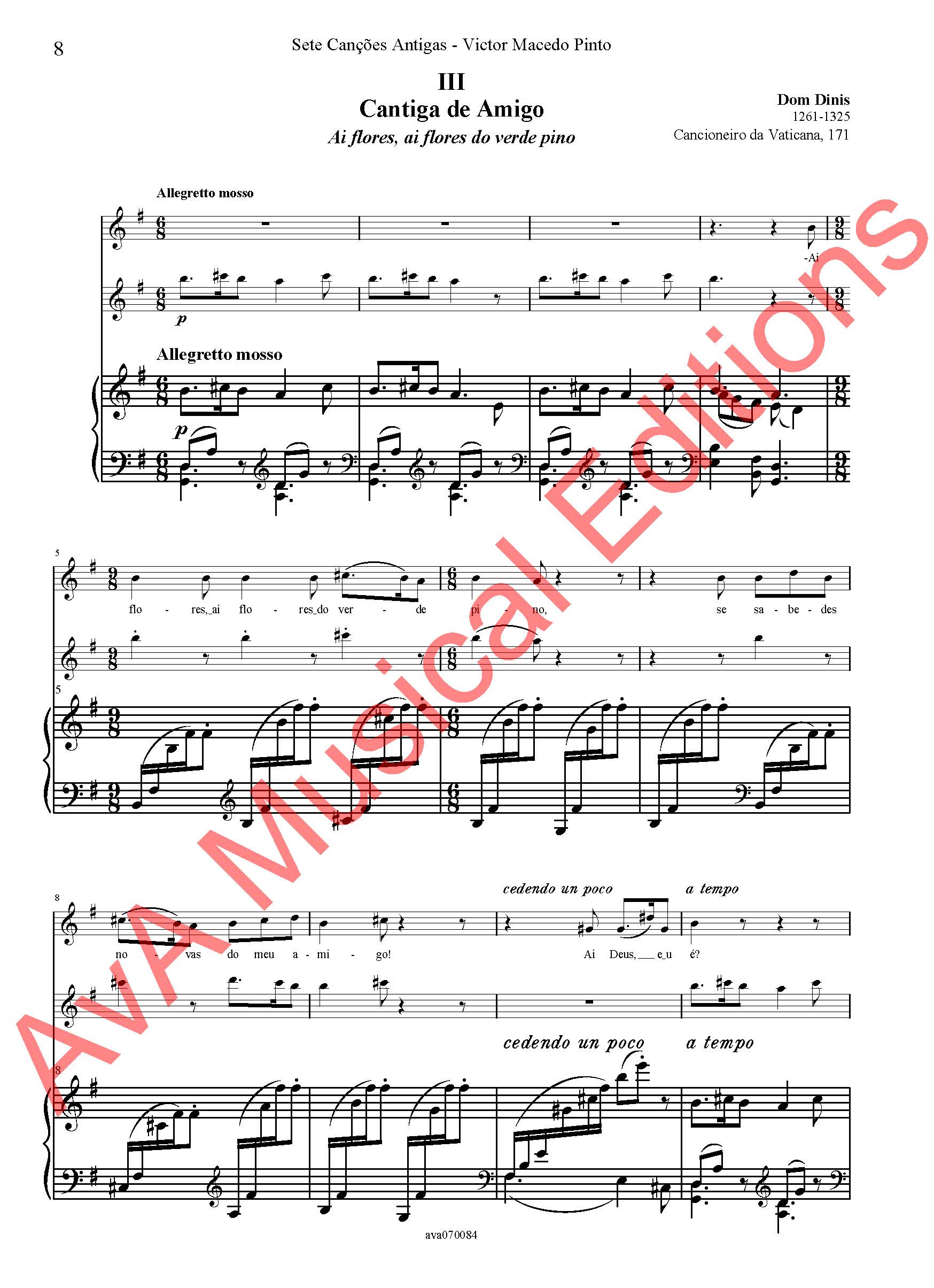 Sete Canções Antigas para Voz, Flauta e Piano / Seven Old Songs for Voice, Flute and Piano - Image 8