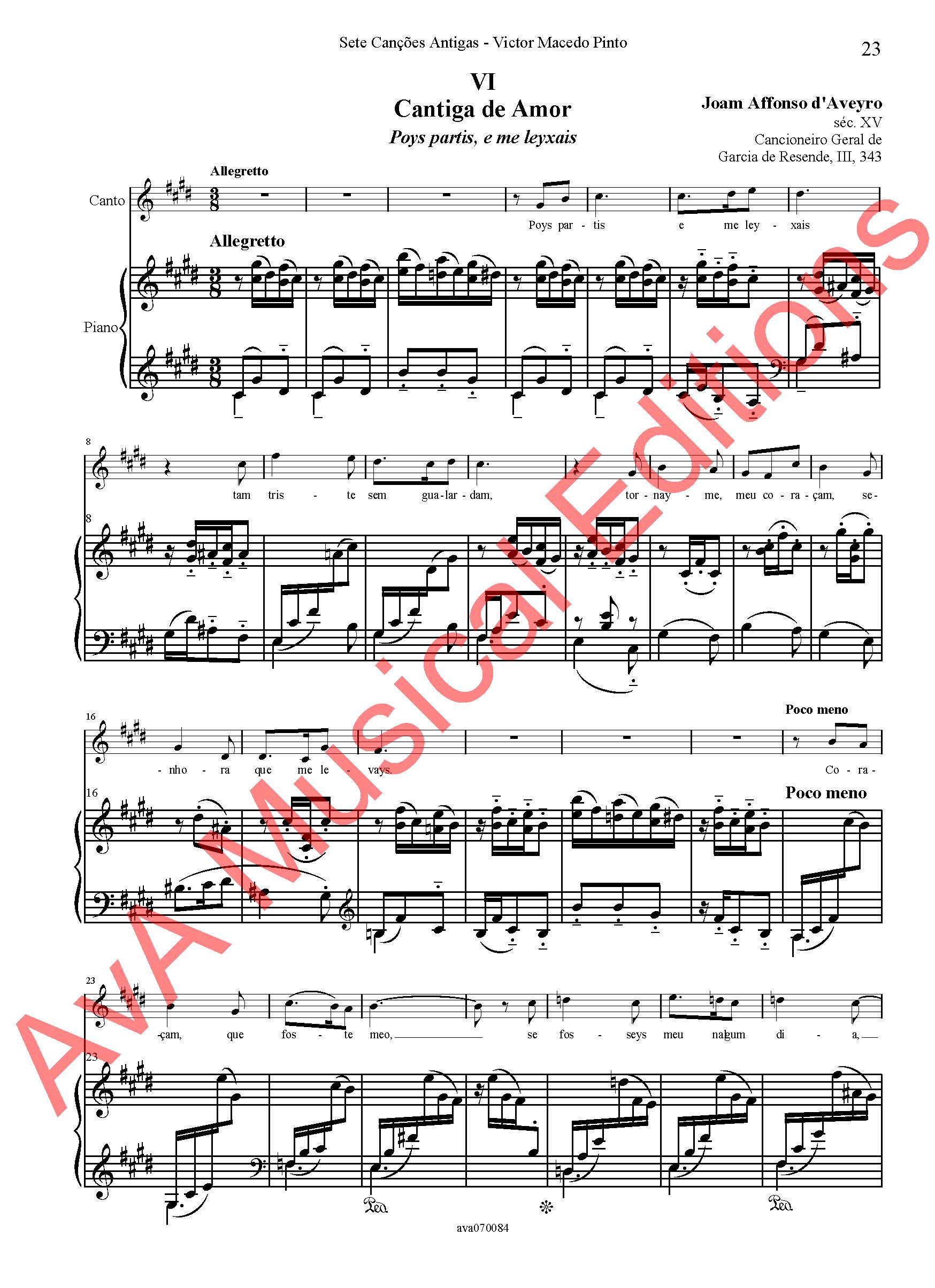 Sete Canções Antigas para Voz, Flauta e Piano / Seven Old Songs for Voice, Flute and Piano - Image 4