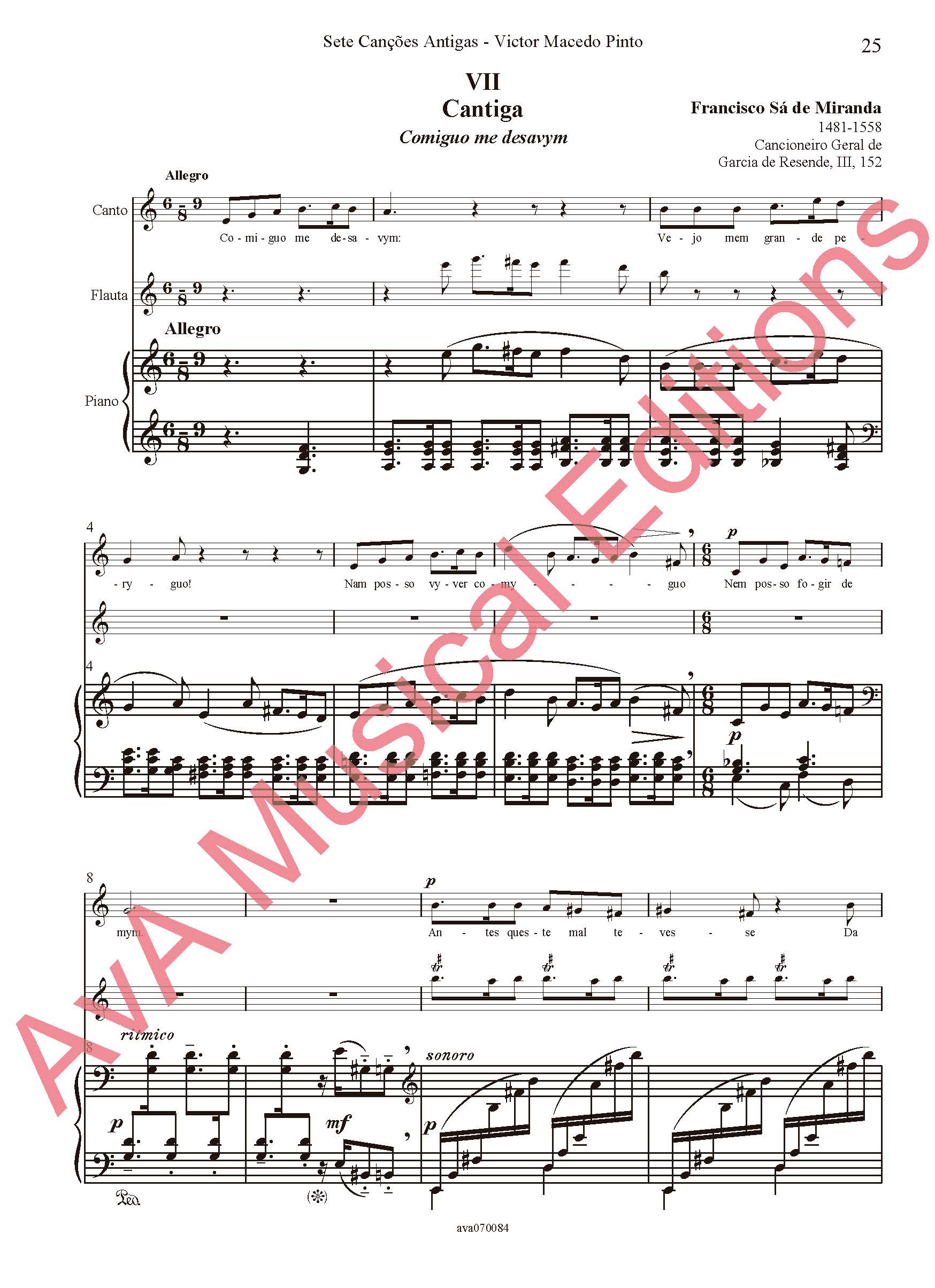 Sete Canções Antigas para Voz, Flauta e Piano / Seven Old Songs for Voice, Flute and Piano - Image 5