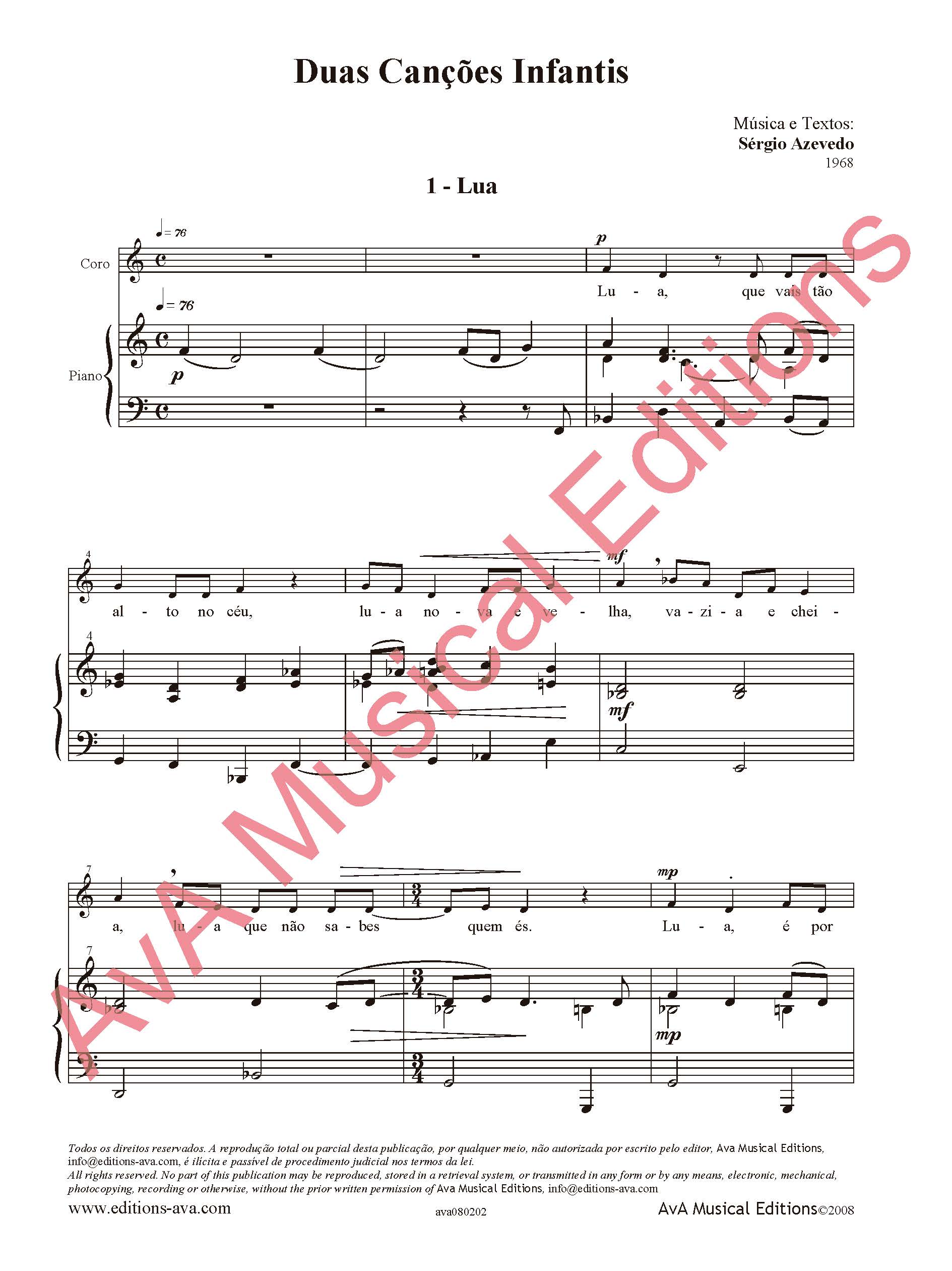 Duas Canções Infantis para Coro Infantil e Piano / Two Songs for Children´s Choir and Piano - Image 2