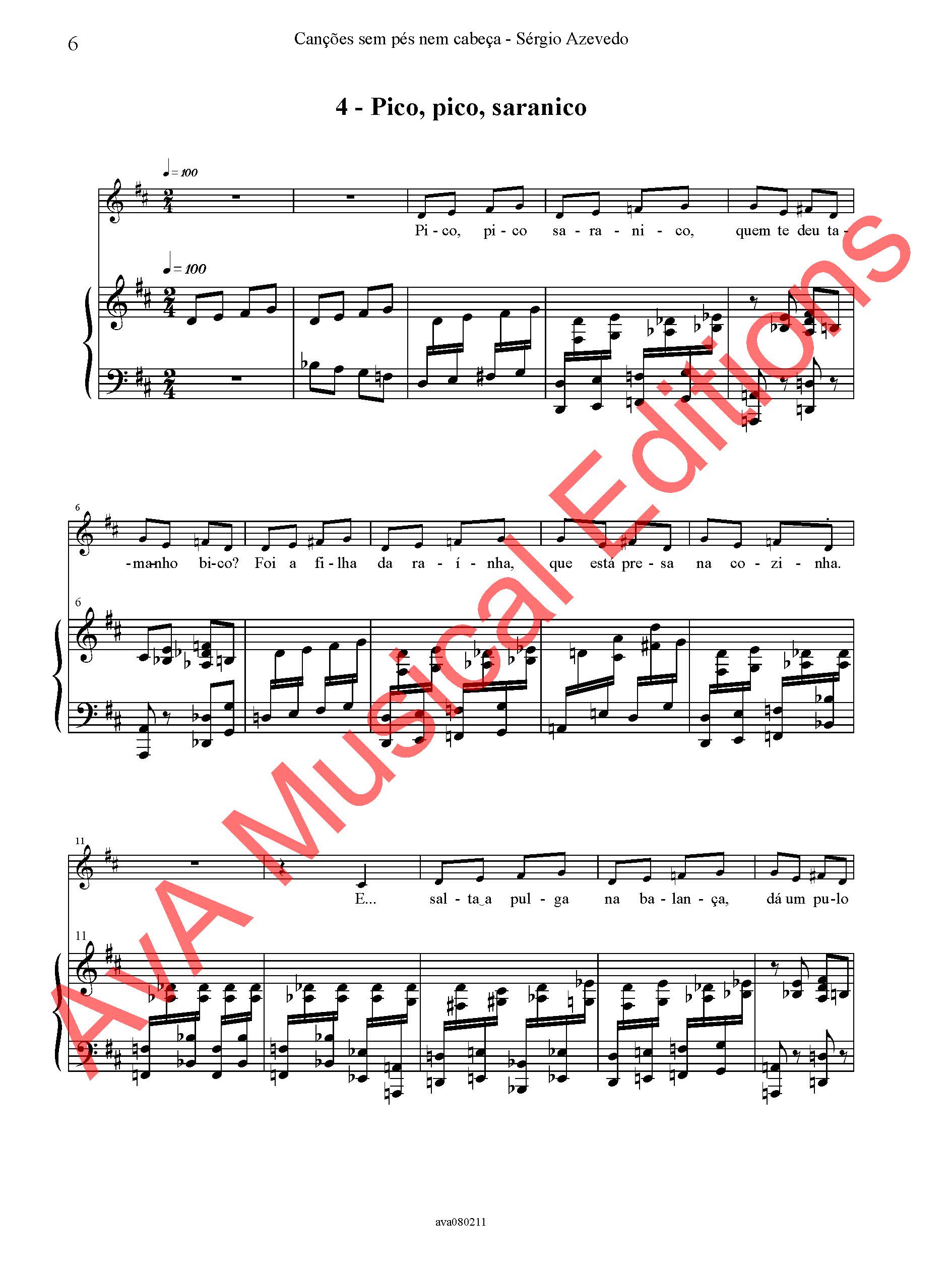 Canções sem Pés nem Cabeça para Coro Infantil e Piano / Nonsense Songs for Children's Choir and Piano - Image 5