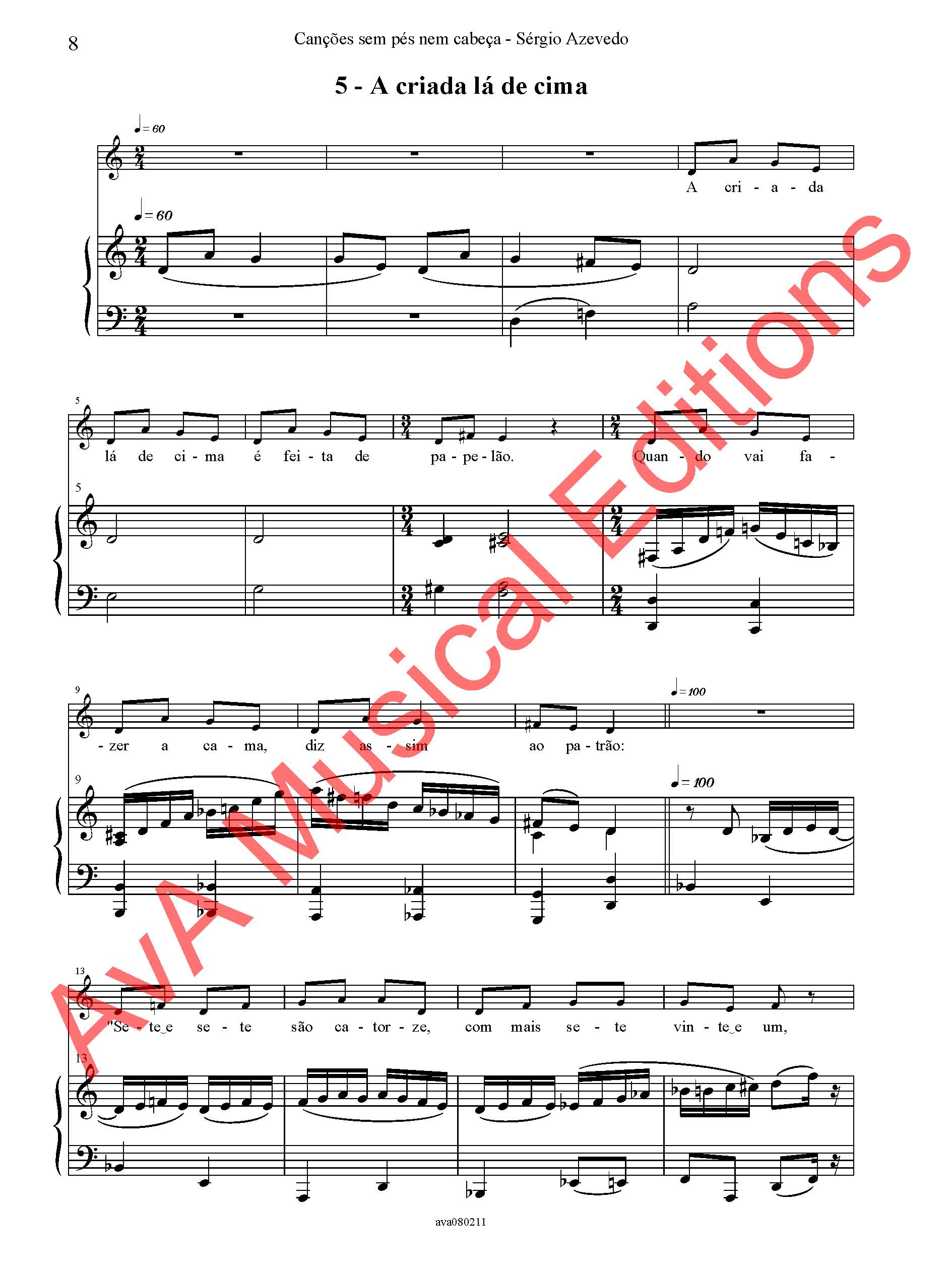 Canções sem Pés nem Cabeça para Coro Infantil e Piano / Nonsense Songs for Children's Choir and Piano - Image 6