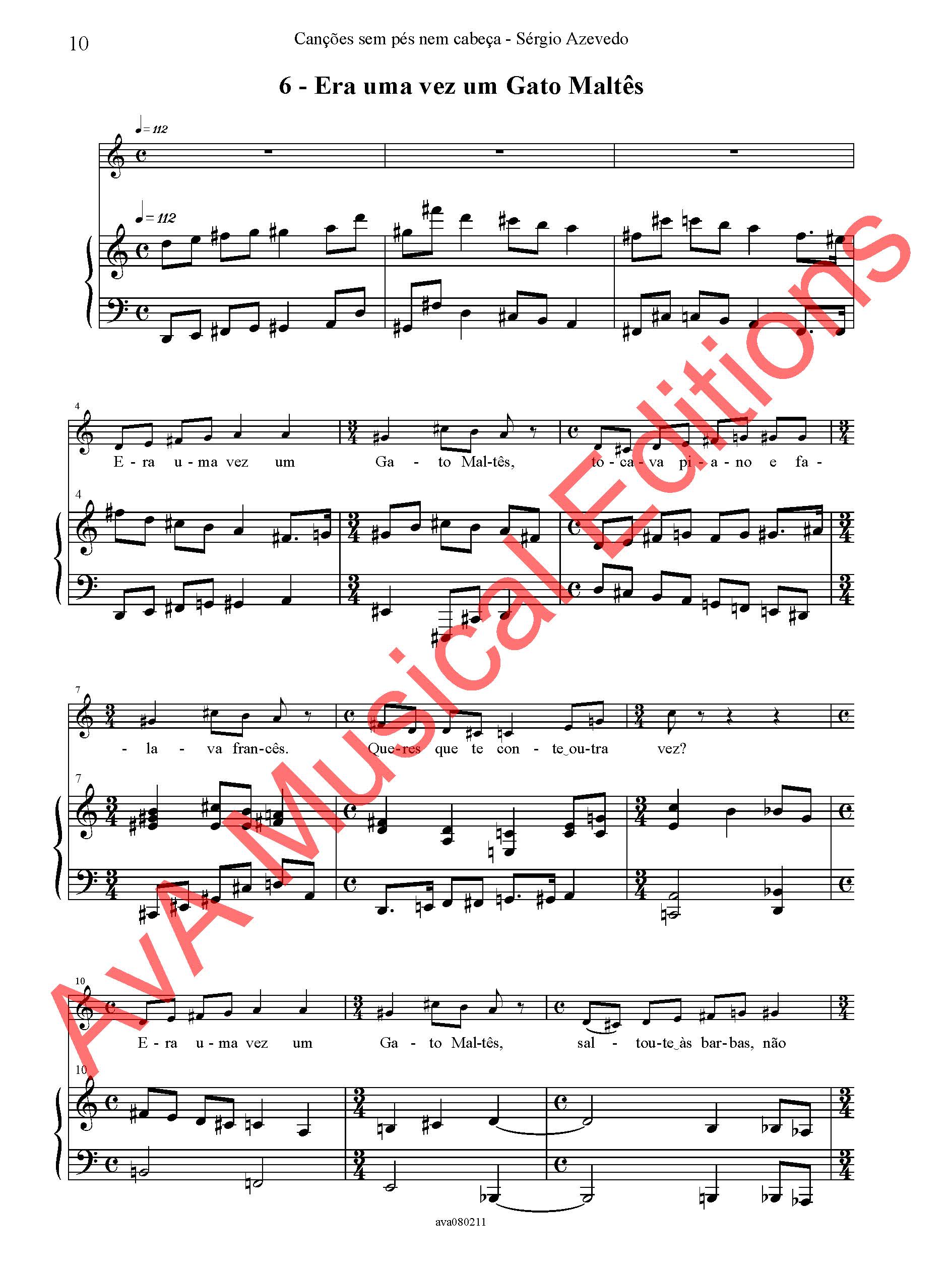 Canções sem Pés nem Cabeça para Coro Infantil e Piano / Nonsense Songs for Children's Choir and Piano - Image 2