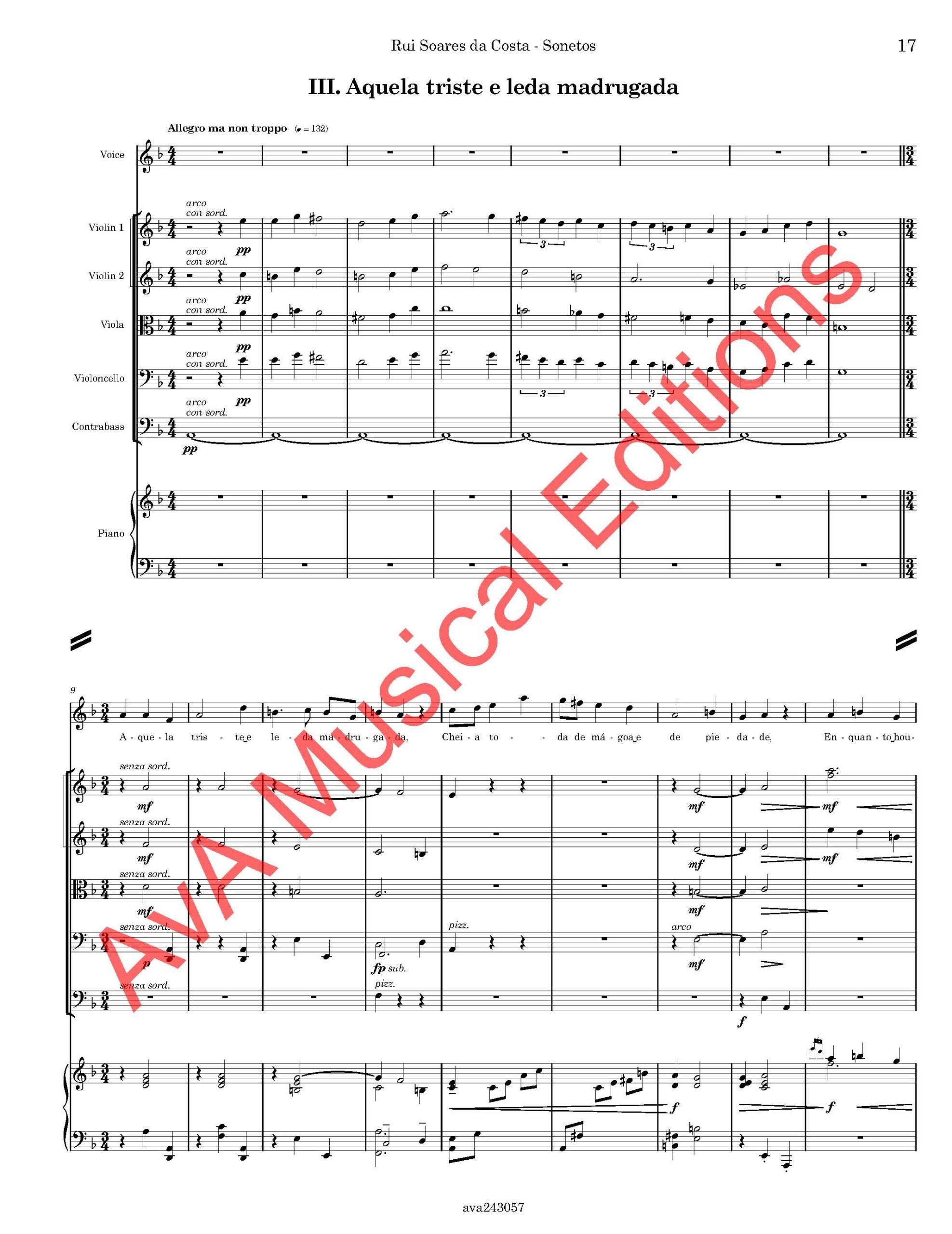 Sonetos de Luís Vaz de Camões para Voz, Piano e Quinteto de Cordas - Image 3