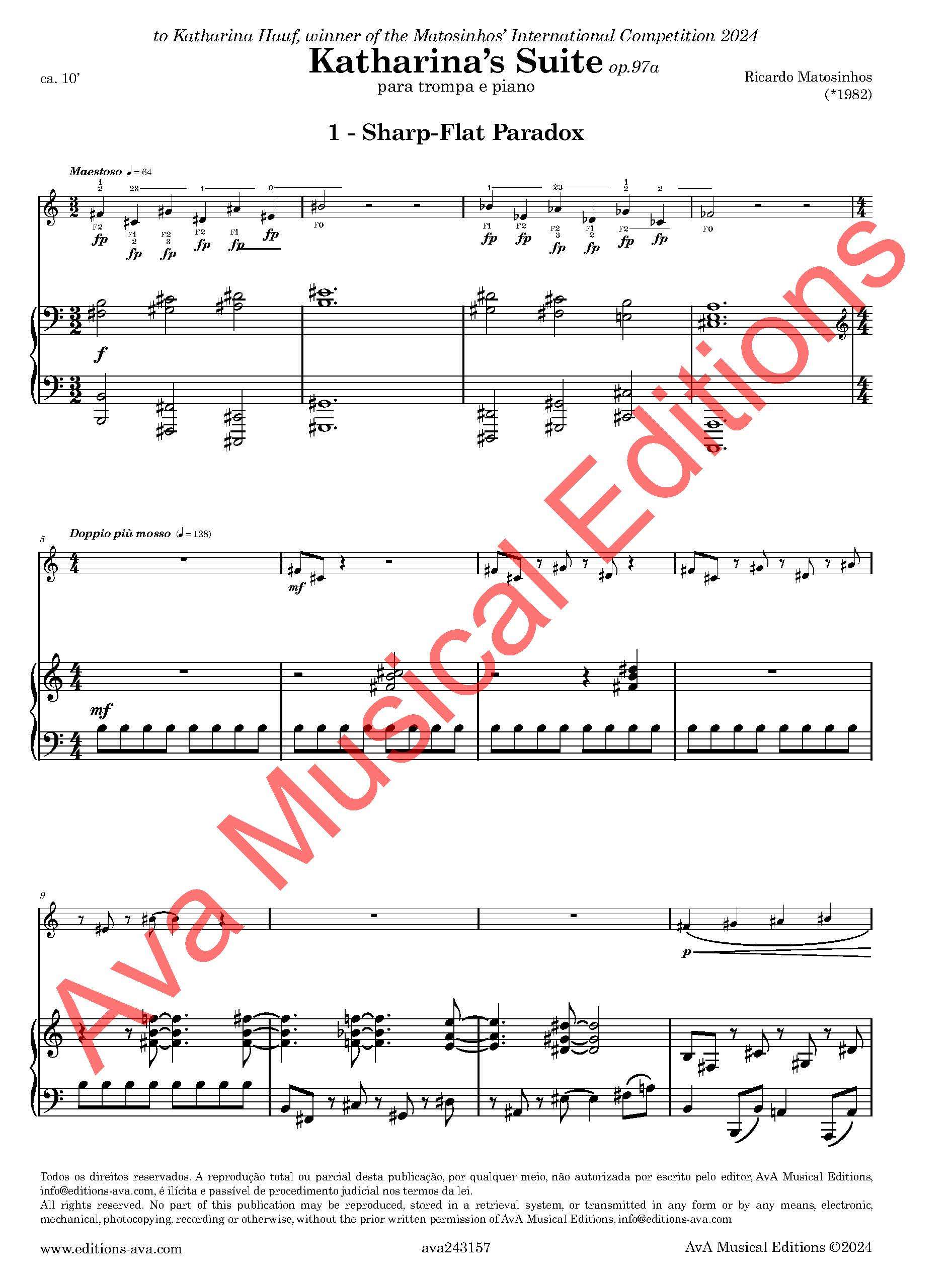 Katharina's Suite, Op. 97a para Trompa e Piano - Image 2