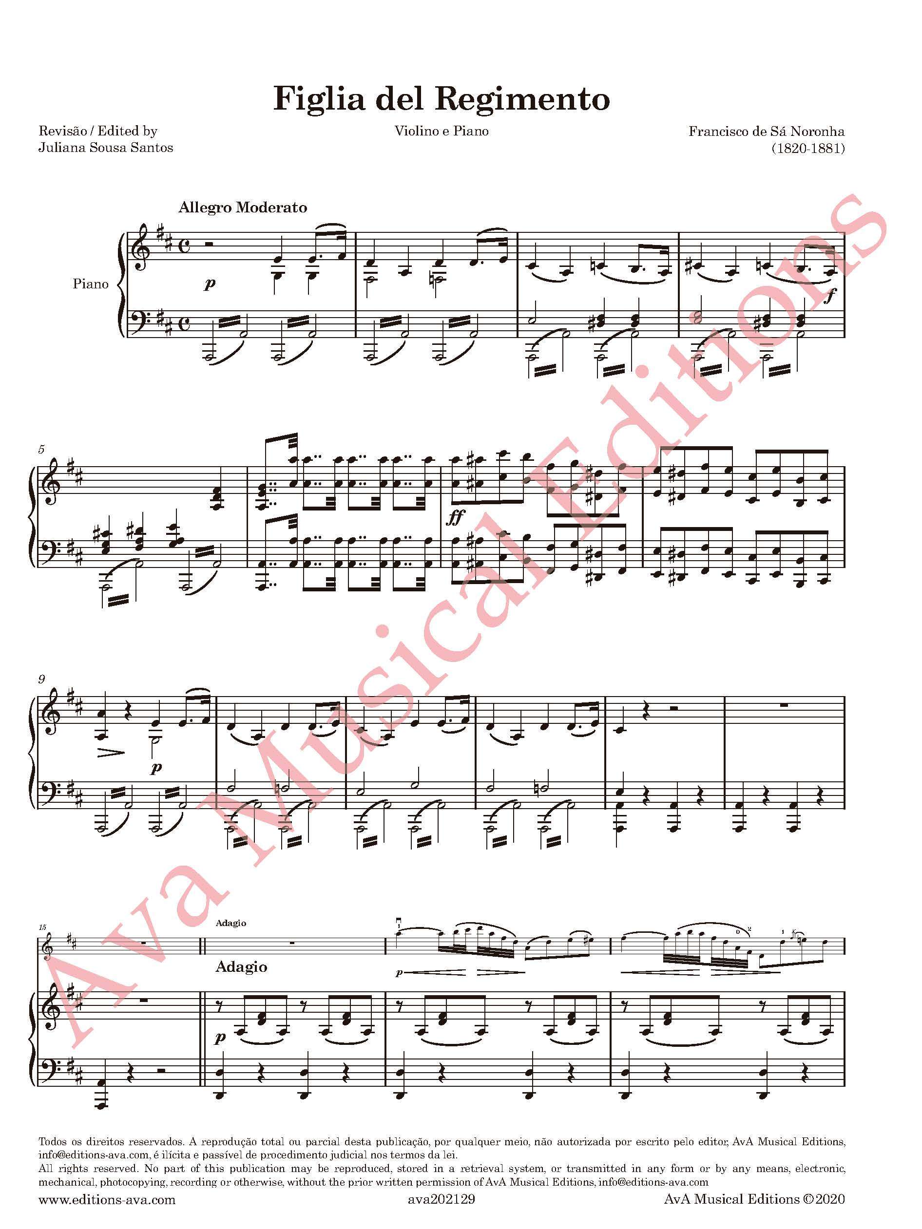 Figlia del Regimento para Violino e Piano - Image 2