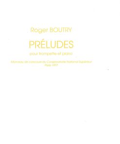 Préludes pour Trompette et Piano - Morceau de concours du Conservatoire National Supérieur Paris 1977