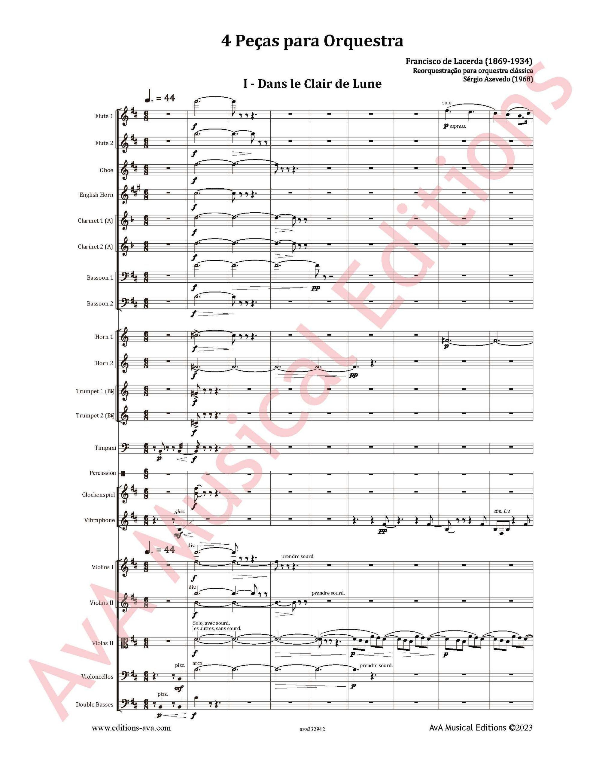 4 Peças para Orquestra: Dans le Clair de Lune, Almourol, Épitaphes e Imagens - Redução para Orquestra Clássica - Image 2