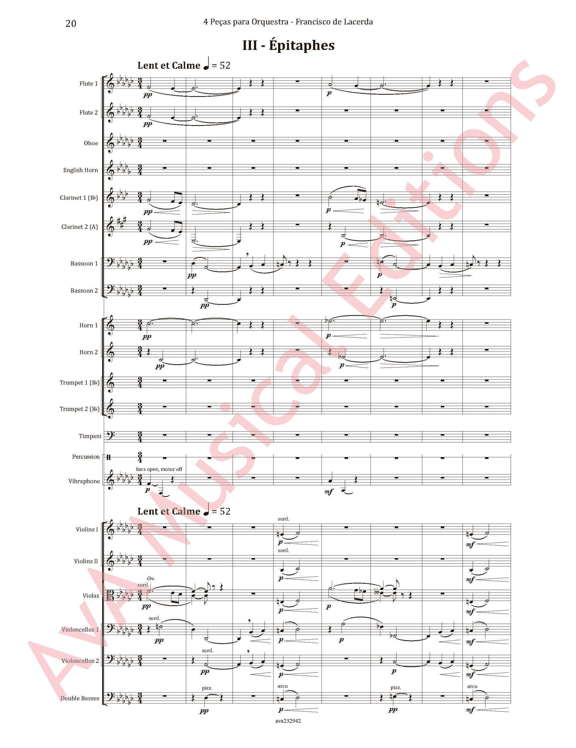 4 Peças para Orquestra: Dans le Clair de Lune, Almourol, Épitaphes e Imagens - Redução para Orquestra Clássica - Image 4