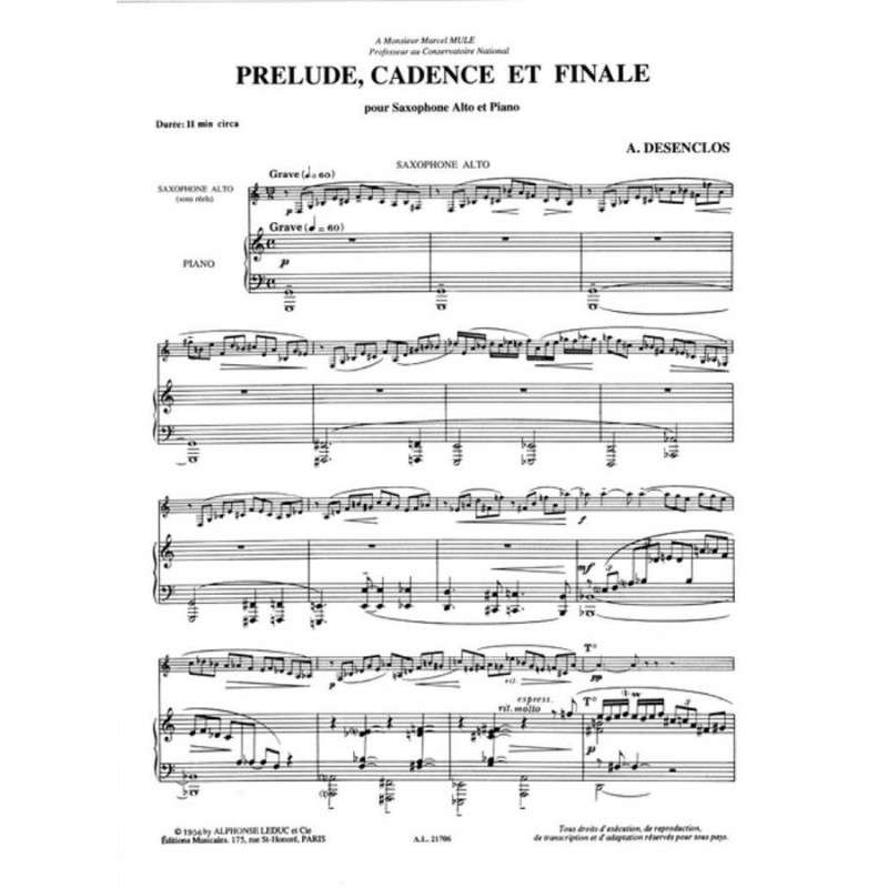 Prélude, Cadence et Finale pour Saxophone Alto et Piano - Image 2