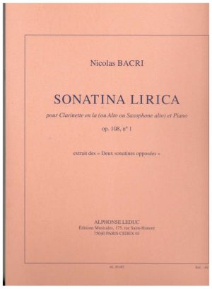Sonatina Lirica pour Clarinette en la (ou Alto ou Saxophone Alto) et Piano Op. 108, nº 1 extrait des Deux sonatines opposées