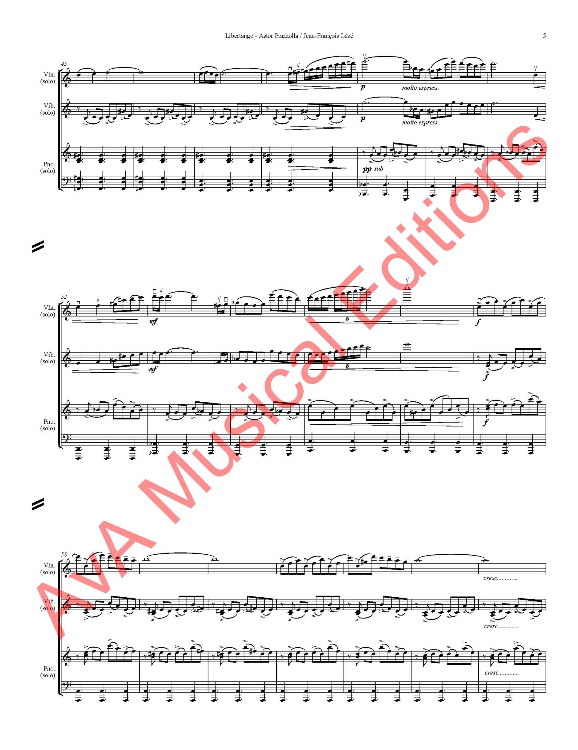 Libertango para Violino, Piano, Percussão e Orquestra - Image 3